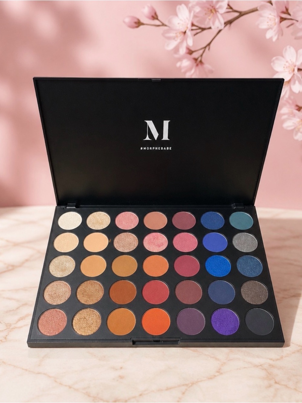 Morphe Eyeshadow Palette – Assorted Neutrals, Pinks, Blues, Purples, Golds